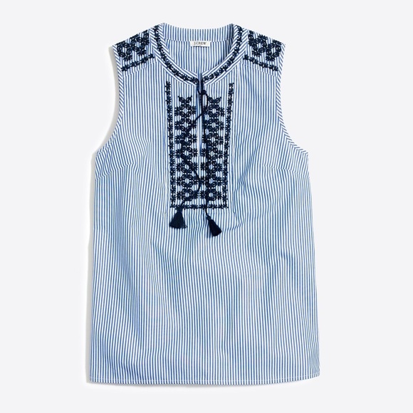 J. Crew Tops - J Crew Size 6 Sleeveless Embroidered Tassel Top Coastal Classic Shirt Old Money